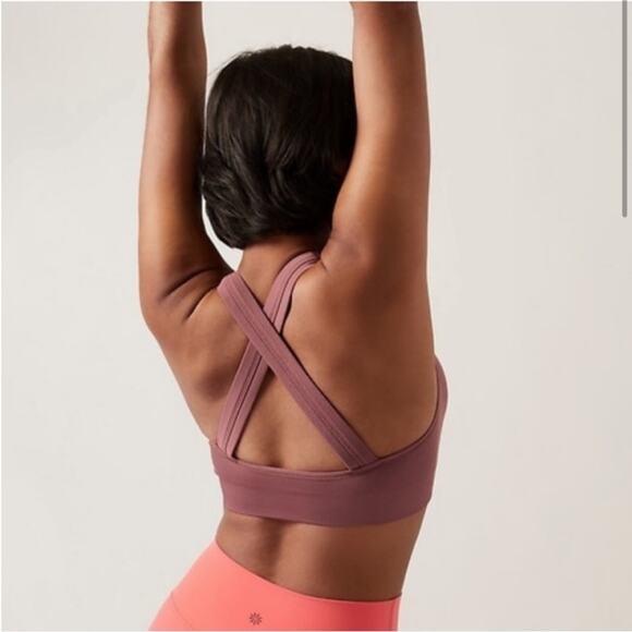 NWT Athleta Aurora Ribbed Scoop Bra D-DD "Tawny Rose" - Picture 3 of 10